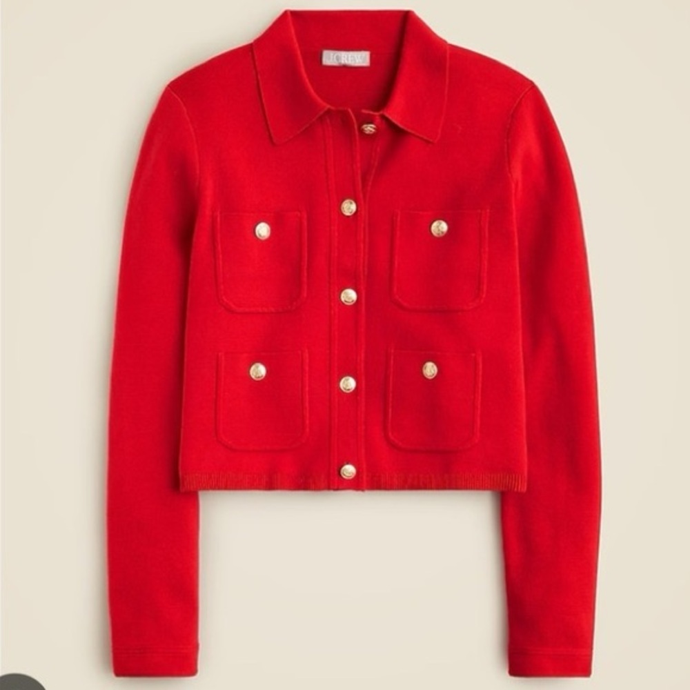 J. Crew Women's Red Patchpocket Button-Up